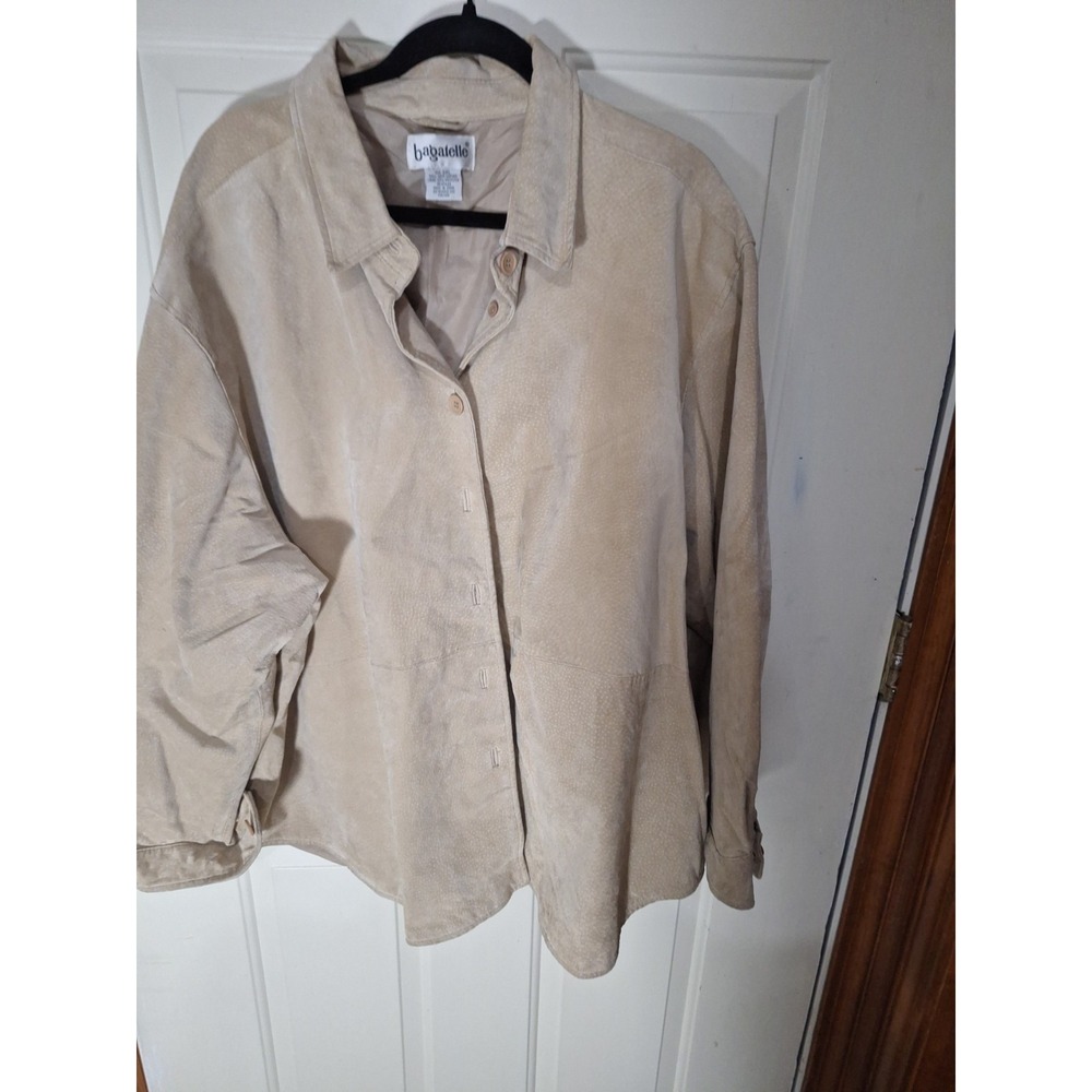 Womens 3XL Bagatelle Beige Lined Leather Suede Shirt Style Jacket 270